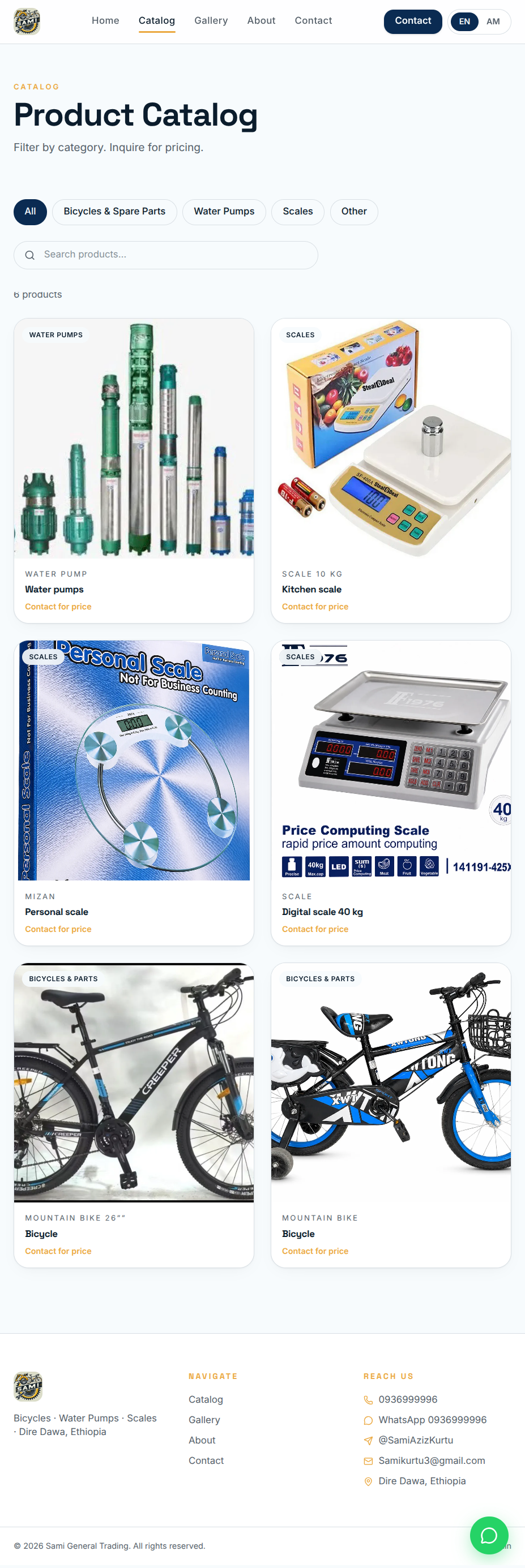 Sami General Trading — Bilingual Product Showcase & Admin CMS — screenshot 1