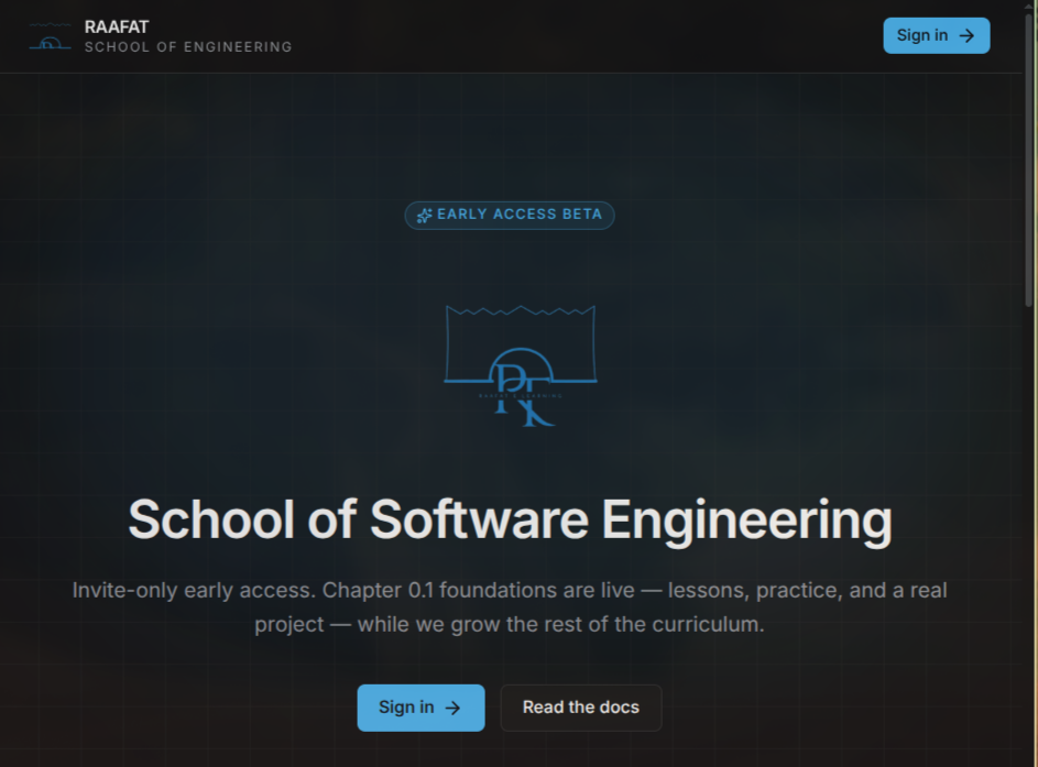 Project title: RAAFAT — School of Software Engineering (Mastery-Path Learning Platform)
